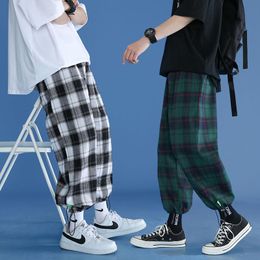 Pants Plaid Pants Men's 2022 New Comfortable Loose Streetwear Joggers Korean Casual Allmatch Trendy Flannel Wide Trousers