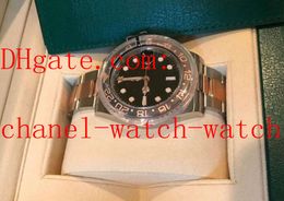 Topselling 40MM Men's Sport Watch 18K Rose Gold/SS GMT 126711 Ceramic BEZEL Basel World Black Dial Asia 2813 Movement Automatic Mens Watches Original Box