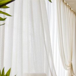 Curtain Lace Yarn Beige For Living Room Tulle Balcony Bay Window Bedroom Embroidered Curtains Custom