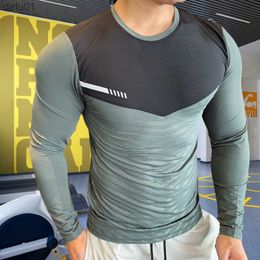 Mens Fitness Running T-shirt Gym Compression Sweatshirt Dry Fit Exercise Sports Tops Breathable Elasticity Rash Guard Clothing L230520