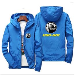 Men's Jackets 2023 Spring And Autumn Men's Brp Can Am Logo Print Casual Zipper Hooded Jacket Windproof Rainproof Coat Long Sleeve Zipp