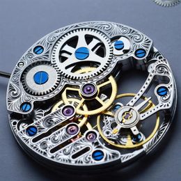 SKELETON HOLLOW CARVE Watch Repair Kits ART ST3620 ST3600K SEAGULL HAND WIND MECHANICAL WATCH MOVEMENT for MEN WRISTWATCH FIX acce249J