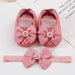 First Walkers 0-12M Girls Baby Shower Shoes And Headset Bowknot intrecciato Mary Jane Flat Dress