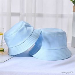 Wide Brim Hats 2023 Spring Solid Colour Blue Black Foldable Bucket Hat Beach Sun Street Headwear Fisherman Outdoor White Cap Woman R230607