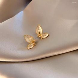 Stud Earrings Elegant Women Butterfly High Quality 14K Gold Plated Shiny Zircon Ear Accessories Korean Fashion Jewelry