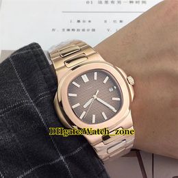 New Sport Nautilus 5711 1 5711 1R-001 Brown Dial Asian 2813 Automatic Mens Watch Rose Gold Case Steel Band High Quality Cheap Watc276S