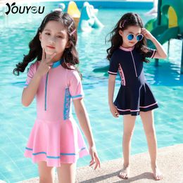 Two-Pieces Girls Swimsuit Swimwear Women UPF50 Print Baby Long Sleeve Kids Toddler Infant Beach Bathing Suits Children 230606