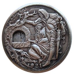 1921 Handmade Movable Mechanism Holy Grail Hobo Nickel Coin Wandering Removeable Sword Collectible Creative Gift