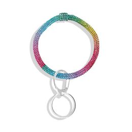 Key Rings Designer Fl Colorf Diamond Plastic Cute Keychains Bangle Bracelet Keyring Circle Keychain Wristlet For Men Women Girls Dro Dhthn