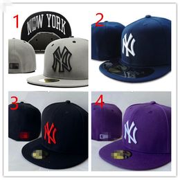 Hot Fashion 36 Colors Classic Team Navy Blue Color On Field Baseball Fitted Hats Street Hip Hop Sport York Full Closed Design Caps h8-6.7