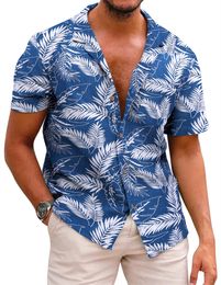 designer shirt men Men's Hawaiian Floral Shirts Cotton Linen Button Down Tropical Holiday Beach mens shirts short sleeve Print fahion Single Breasted dress shirt