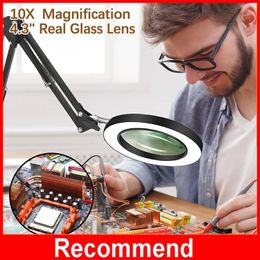 Magnifying Glasses 10X Illuminated Magnifier USB 3 Colors 64 LEDS Magnifying Glass for Soldering Iron Repair/Table Lamp/Skincare Beauty Tool 230606