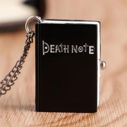2021 Japanese Death Note Shape Black Suqare Quartz Pocket Watch For Men Small Little Necklace Children Deathnote Wholes315z
