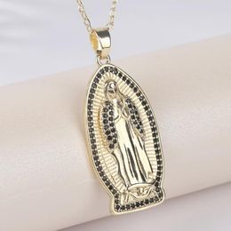 Pendant Necklaces Religion Arrival 19 Styles Copper CZ Virgin Mary For Women Men Crystal Necklace Long Chain Catholic Jewelry Gifts