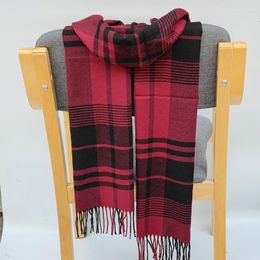 Scarves 2023 Four Seaso Men Scarf Women With Tassel Colour Lattice Cashmere Thinker Warm Female Shawl Long Couple