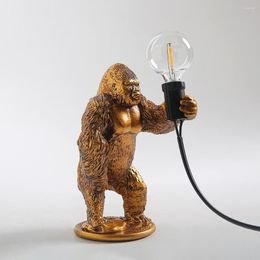 Table Lamps Resin Animal Gorilla Lamp Small Mini Ornaments Cute LED Lights Home Decor Luminaire Craft Lampe De Design