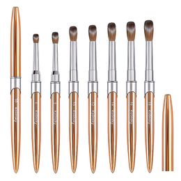 Nail Brushes 100% Kolinsky Acrylic Brush Oval Crimped Gold Handle Professional Salon Quality for Powder Size 218# 230606