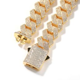 19mm 18-24inch Bling Iced Out Heavy Chains Gold Plated CZ Cubic Miami Cuban Link Chain Necklace Bracelet Men's Hip hop Necklaces Jewellery gift