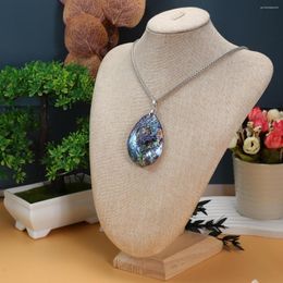 Chains Natural Abalone Shell Water Droplet Shape Black Pendant Necklace Chain Length 60cm Charming Beach Jewellery Gift