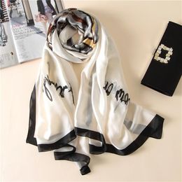 Pure Silk Scarf Hijab Women Soft White Foulards Shawls Plus Size Hijab Scarves 180cm 90cm SFN083263v