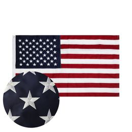 Factory Wholesale 3x5 ft American Flag Outdoor Heavy Duty US USA Flags Black Unite State Embroidered Star Sewn Stripes Brass Grommets Strongest 150D 210D