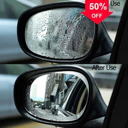 Carro 2 pçs espelho retrovisor filmes à prova de chuva carro chuvoso à prova d'água anti-embaciamento adesivo vidro película protetora transparente acessórios de condução segura