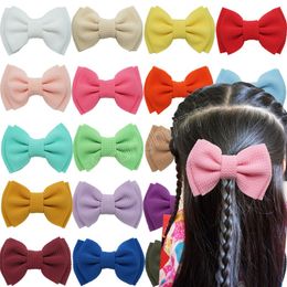 4pcs/lot 11*8 CM Solid Colour Handmade Bowknot Baby Hair Clips Soft Fabric Bows Infant Ponytail Hairpins Kids Accessories