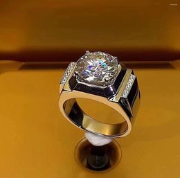 Cluster Rings RD Moissanite Ring Diamond Star Of Hope 5- Men's Inlaid Wide Version Fashion