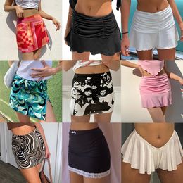 Skirts Y2k Mini Bodycon Short Skirt 90s Summer Punk Fashion Egirl Aesthetics Sexy Highwaist Ladies Trendy Aline Clubwear 230607