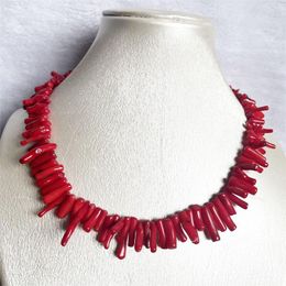 Chains Rare Genuine 15--20-28mm Branch Natural Red Coral Necklace For Women Jewellery Large Huge Irregular Freeform Stone Fine Chokers