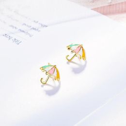 Stud Earrings Sole Memory Colour Mini Cute Umbrella Sweet Personality Creative Silver Fashion Female SEA493