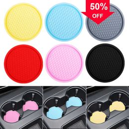 Car 2pcs Car Coaster Anti-Slip Silicone Water Cup Pad Car Interior Bottle Cup Mat Cup Holder Pad Decor Auto Accessories