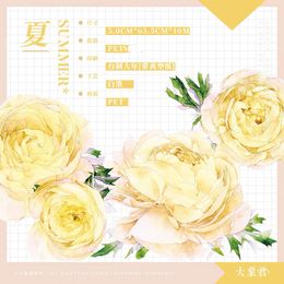 Stamping Lovely Summer Flower Yellow Rose PET Tape Card Making Planner DIY Scrapbooking Plan Sticker