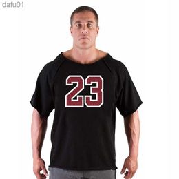 No.23 Oversized T shirt Men Bodybuilding and Fitness Tops Casual Lifestyle Gym Wear T-shirt Male Loose Streetwear Hip-Hop Tshirt L230520