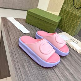 designer slippers sandal sliders macaron thick bottom non-slip soft bottom fashion G house slipper women wear beach flip-flops INS