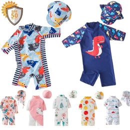 Two-Pieces Baby Girl Boy Swimsuit Long Sleeve Swimwear for Kids Toddler Cartoon UPF50 Rash Guards Infant Bathing Suit Korea Sets 230606