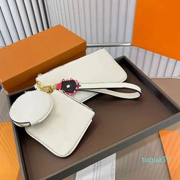 Designer Clutch Bag Wallet 3 in 1 Handbags Trio Pouch Wristlet Purse Old Flower 3pcs Composite Hand Bags Key Case Coin Purses Classic Letter Zip Closure Pouches