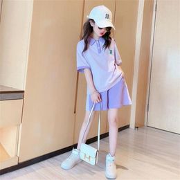Clothing Sets Girls Clothes Summer 2023 Sport Short Sleeve Polo T-shirts Pants 2PCS Children's Suits Teenage 8 10 12 14 Year
