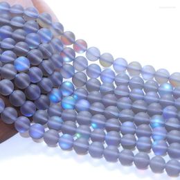 Beads LS Wholesale Matte Grey Frosted Austria Crystal Round Glitter Moon Stone For Jewelry Making 6 8 10mm Diy Bracelet