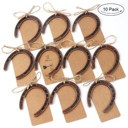 Party Favour OurWarm Wedding Horseshoe Return Gift With Paper Tags 10pcs Rustic Favour Accessories Horse Shoe Decoration