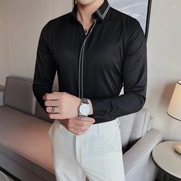 Men's Casual Shirts Men Boutique Embroidered Dress Male Long Sleeve Slim Fit Business Social Party Nightclub Tuxedo
