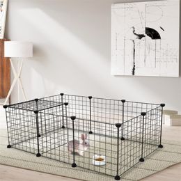 Cat Carriers 12Pcs Foldable Pet Playpen Iron Fence Puppy Kennel House Exercise Training Kitten Space Dogs Supplies Rabbits Guinea Pig Cage