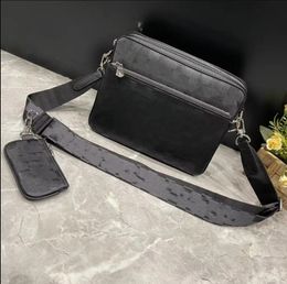 2023 5A Quality Genuine Leather designer bags 3pcs Detachable Trio Embossed black Messenger Bags Men Crossbody 3 in 1 Set Shoulder Bag Handbags Purse Wallet