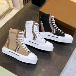 burberyy Casual quality burberr shoes best Luxury brand mens Designer and womens high top sneakers Fabric classic plaid patchwork comfortable sole outdoor fashion