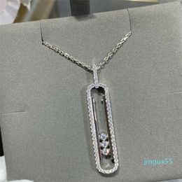 Fashion Designer Necklace For Women Rose Gold Sterling Silver Strip Full Of Diamond Pendant Necklace Fine Jewelry