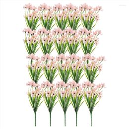 Decorative Flowers 20 Bundles Artificial Hydrangea Silk Heads Outdoor Indoor No Fade Faux Greenery (Pink)