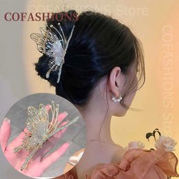 Dangle Chandelier Korean Women Hair Claw Gold Butterfly Grab Clip Large Elegant Luxury Vintage Diamond Pearl Hair Clip 2022 Hair Accessories Z0608