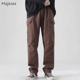 Pants Pants Men Spring Solid Cargo Trousers Simple Streetwear Retro Handsome Fashion Pocket Popular Leisure Daily Student Allmatch