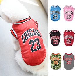 Dog Apparel Summer Clothes Mesh Breathable Sport Jersey Basketball Puppy TShirt Pet Cat Shirts for Small Large Dogs 230608