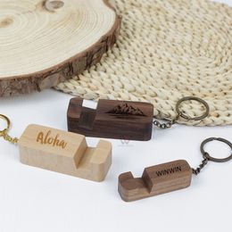 Mobile Phone Holder Wooden Blank Keychain Phone Holder Keyring Phone Car Holder Keychains Door Hanging